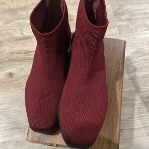 Style & Co. Stretch Knit Sock Booties in Wine